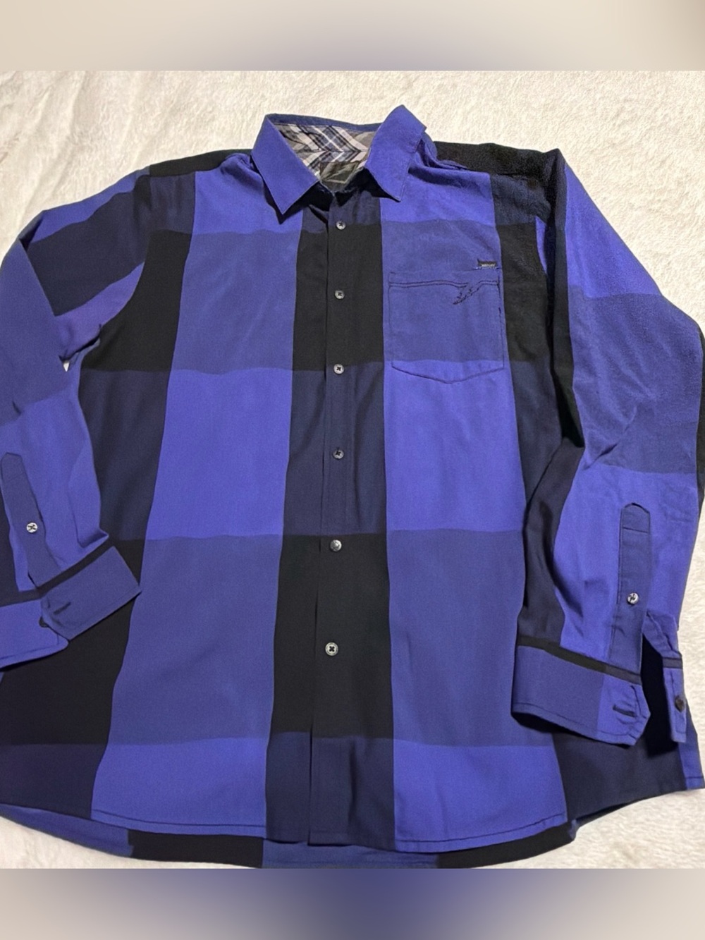 Amplify Checked Plaid Woven Button Up Shirt Men’s XL Black Blue Lightweight